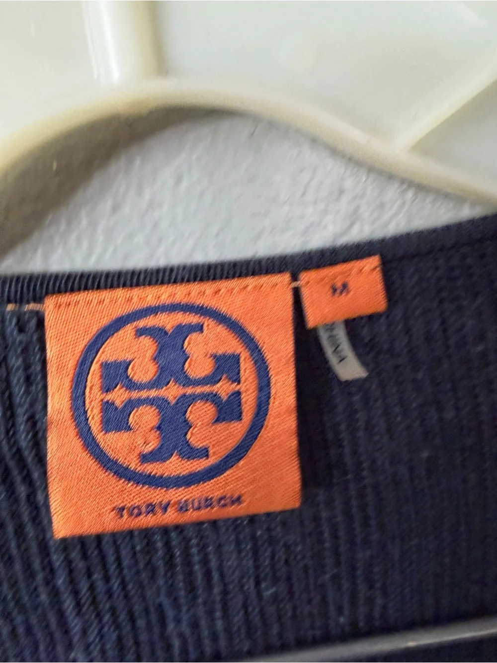 Tory Burch Deep women’s button front striped cardigan sweater silk ribbon detail